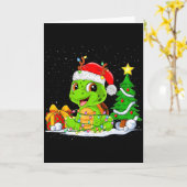 Carte Cute Turtle Santa Christmas Tree Lights Xmas Pajam (Fleur jaune)