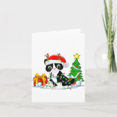 Carte Cute Tuxedo Cat Santa Christmas Tree Lights Xmas T (Devant)