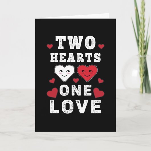 Carte Cute Two Hearts One Love Anniversaire Saint-Valent (Devant)