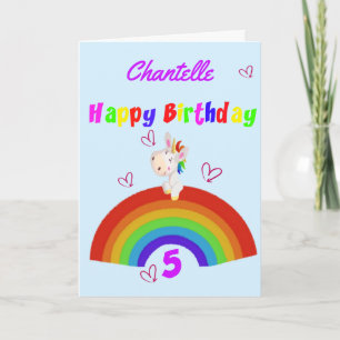 Carte Cute Unicorn 5e anniversaire
