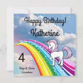 Carte Cute UNICORN Anniversaire Personnaliser le nom de (Dos)