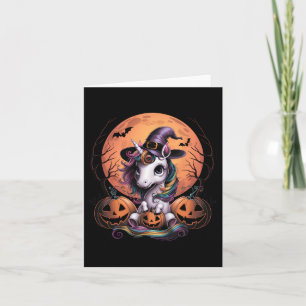 Carte Cute Unicorn Citrouille Girls Kids Funny Halloween