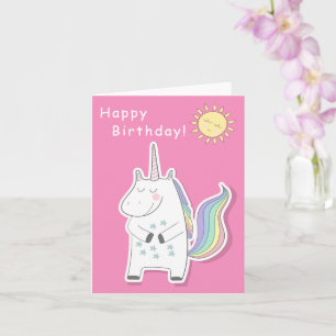 Carte Cute Unicorn - Petites filles Anniversaire