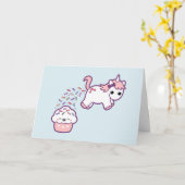 Carte Cute Unicorne avec Cupcake (Fleur jaune)
