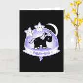 Carte Cute Unicorne noire avec citation d'amour (Fleur jaune)