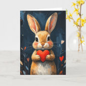 Carte Cute Valentine Bunny Modern Art (Fleur jaune)