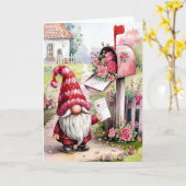 Carte Cute Valentine Gnome At Mailbox Pen Pal (Fleur jaune)