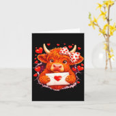 Carte Cute Valentine Highland Cow With Heart Bow Western (Fleur jaune)