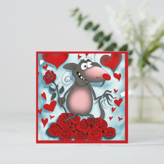 Carte Cute Valentine Love Rat (Debout devant)