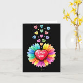 Carte Cute Valentine Love Sunflower Hearts Candy For Gir (Fleur jaune)