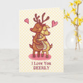 Carte Cute Valentine's Day Deer Pun Je t'aime Chère (Fleur jaune)