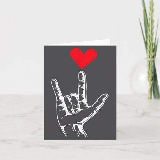 Carte Cute Valentines Day I Love You Hand Sign Language  (Devant)