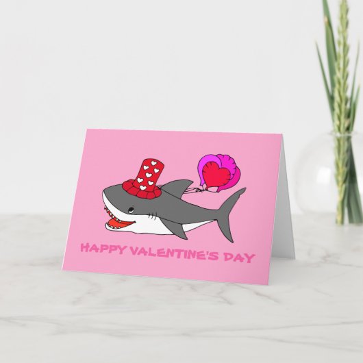 Carte Cute Valentine's Day Shark (Devant)