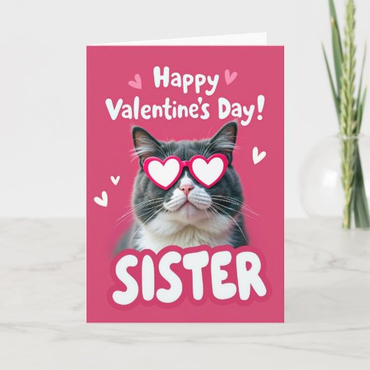 Carte Cute Valentines Day Sister Cat Card (Devant)
