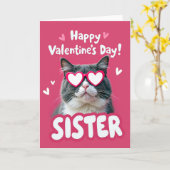 Carte Cute Valentines Day Sister Cat Card (Fleur jaune)
