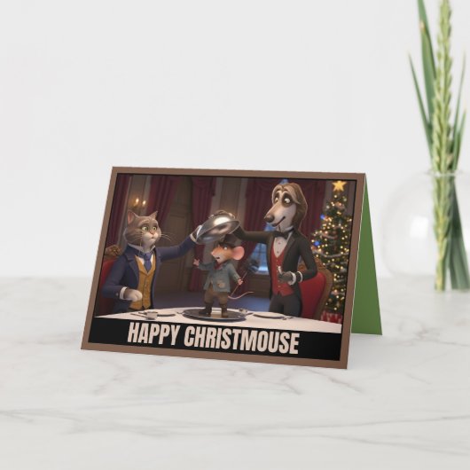 Carte Cute Victorian cats and dog Christmas (Devant)