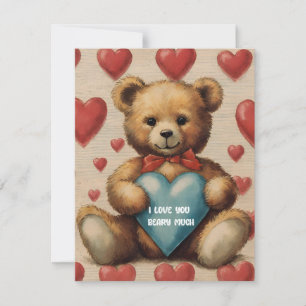 Carte Cute Vintage Teddy Bear I Lote Valentine Card