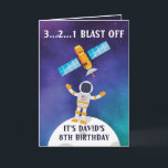 Carte Cute Violet Bleu Astronaut Satellite 8e anniversai<br><div class="desc">Cute Purple Blue Astronaut Satellite 8th Birthday, un design sympa et unique fait pour tous ceux qui recherchent une carte de petit-fils 8th anniversaire, une carte de fils 8th anniversaire ou une carte de garçon 8th anniversaire, celui-ci est destiné à vous. Le design présente un astronaute mignon sur la lune,...</div>