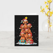 Carte Cute Vizsla Viszla Dog Christmas Tree Xmas Hat  (Fleur jaune)