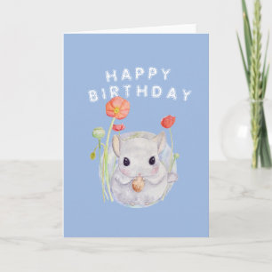 Carte Cute Watercolor Baby Chinchilla wish