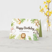 Carte Cute Watercolor Safari amis Anniversaire tropical (Fleur jaune)