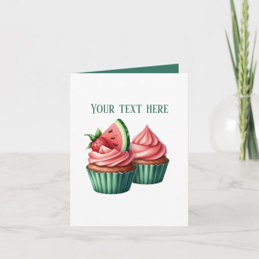 Carte Cute watermelon cupcakes customizable (Devant)