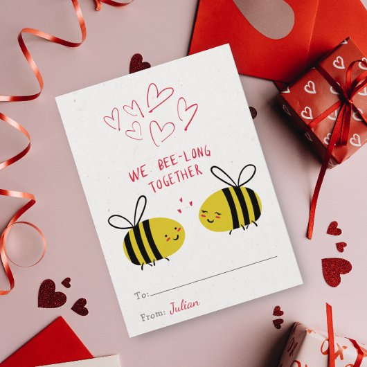 Carte Cute We Bee-Long Ensemble Saint-Valentin Classe