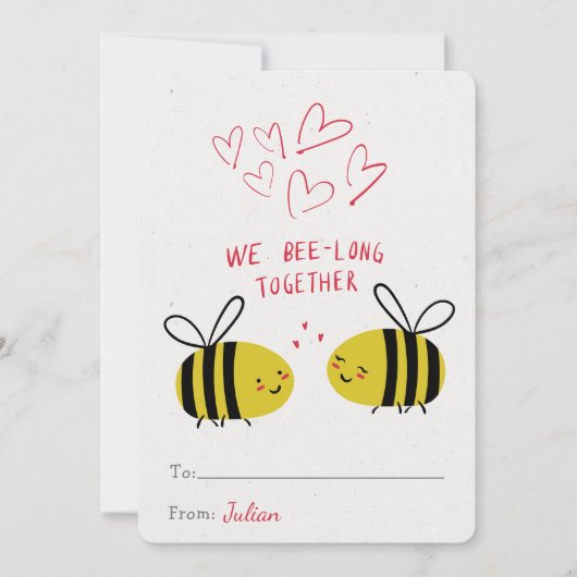Carte Cute We Bee-Long Ensemble Saint-Valentin Classe (Devant)