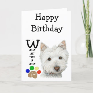 Carte Cute Westie Chien et Paw Art
