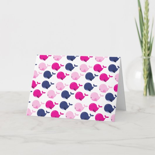 Carte Cute Whales, Pattern of Whales, Sea Animals (Devant)