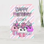 Carte Cute Whimsical Cupcakes Girl'anniversaire (Devant)