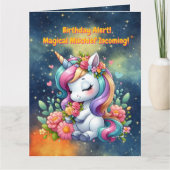 Carte Cute Whimsical Floral Unicorn Anniversaire de enfa (Devant)