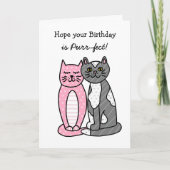 Carte Cute Whimsical Folk Art Chats Anniversaire (Devant)