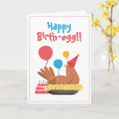 Carte Cute White Funny Poulet et Humour de gâteau Annive (Fleur jaune)