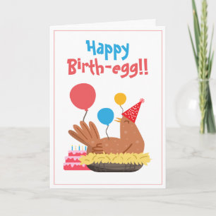 Carte Cute White Funny Poulet et Humour de gâteau Annive