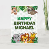 Carte Cute Wild One Jungle Safari Animaux premier annive (Devant)