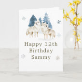 Carte Cute Winter Arctic Wolf Birthday Party (Fleur jaune)