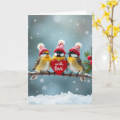 Carte Cute Winter Birds Knit Hat Greeting Card (Fleur jaune)