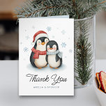 Carte Cute Winter Penguins Baby Shower Remerciement<br><div class="desc">Conception de carte de remerciement pour une baby shower de Noël adorable mettant en vedette un moment joyeux entre une manchot mère et sa progéniture adorable, répandant la bonne humeur et la chaleur ensemble.</div>