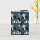 Carte Cute Wolf Pack Woodland Night Sky Moon (Fleur jaune)