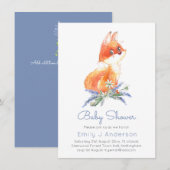 Carte Cute Woodland Fox Lavender Baby shower Incl Env. (Devant / Derrière)