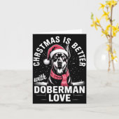 Carte Cute Xmas Christmas Is Better With Doberman Nscher (Fleur jaune)