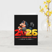 Carte Cute Year Of The Horse -black Fun Happy Lunar New (Fleur jaune)
