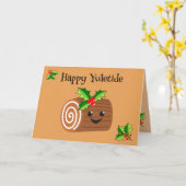Carte Cute Yule Log Yuletide (Fleur jaune)
