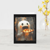 Carte Cute Zza Ghost Eating Zza Funny Halloween Food Lov (Fleur jaune)