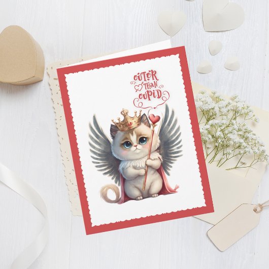 Carte Cuter than Cupid Chibi Cat Valentine Vacances
