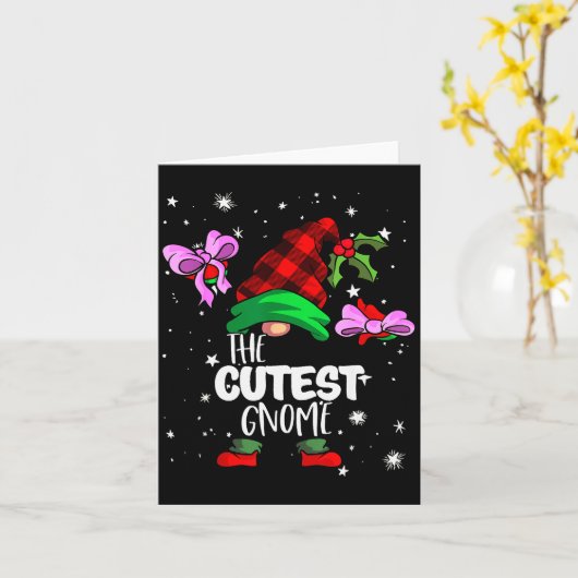 Carte Cutest Gnome Red Buffalo Plaid Matching Family Chr (Fleur jaune)