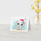 Carte Cutie Kitty Meowy Noël (Fleur jaune)