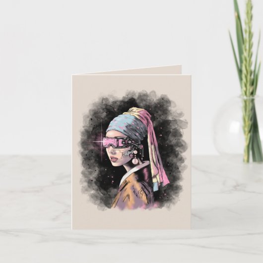 Carte Cyber-fille avec une oreille perle (Devant)