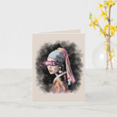 Carte Cyber-fille avec une oreille perle (Fleur jaune)